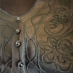 NWOT Vintage Nina Piccalino Faux Velvet Maxi Dress w/Arabesque Braided Vest